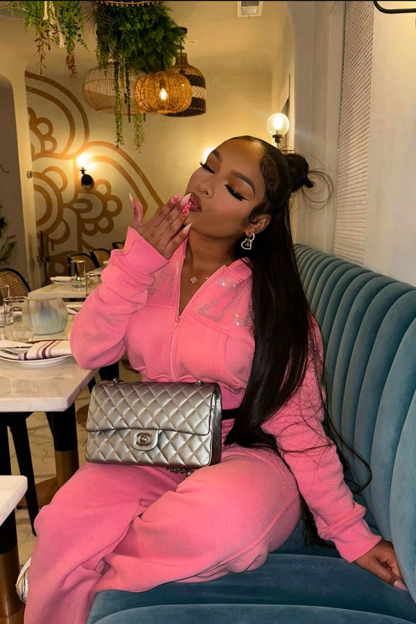 Panic Bubblegum Zip-up Cropped Hoodie & Sweatpants SET